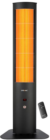 OPRANIC THOR Infrarot Heizstrahler Elektrisch mit Standfuß, 2300 Watt, Fernbedienung, IP65 Schutz für Außenbereich, Infrarotstrahler Terrasse, Terassenheizstrahler