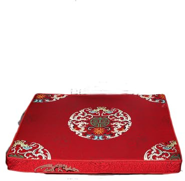 Custom Thicken Chinese Silk Brocade Seat Cushions for Dining Chair Sofa Armchair Pads Non-Slip Home Decor (19.7x15.8x1.58 inch, red falang)