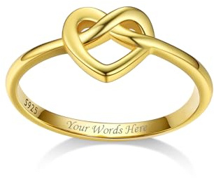 Bestyle Irische Claddagh/Triquetra/Infinity Herz Ring Damen Mädchen Text gravierbar Personalisiertes Geschenk Ringgröße 47-67