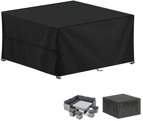 LAMUNI Coperture per Mobili da Giardino, 150x120x90cm Copertura Tavolo Esterno Telo Copertura per Giardino, Anti-UV Copridivano Esterno Impermeabile Telo Copri Divano da Giardino, Rettangolare