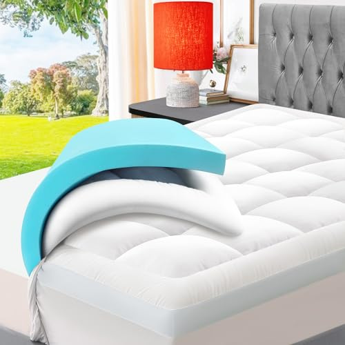 ELEMUSE Matratzentopper 200x200cm – 7CM Hoch, H4 Gelschaum für Druckentlastung, Atmungsaktiver & Waschbarer Bezug, Ideal für Boxspringbetten & Schlafsofas