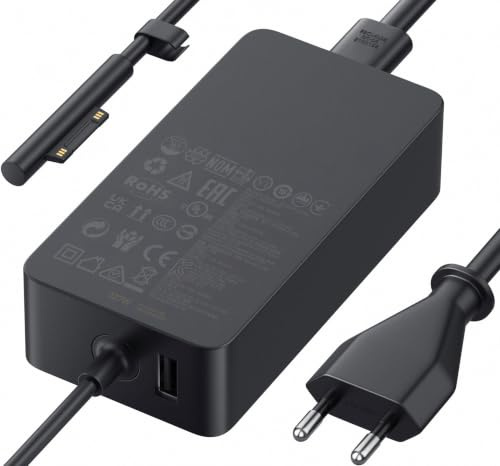 127W Surface Ladekabel, 15V 8A Microsoft Ladegerät Netzteil für Surface Book 3/2/1, Surface Laptop Studio 2/1, Surface Pro 11/10/9/8/7+/7/6/5/4/3/X, Surface Laptop 7/6/5 4/3/2,Surface Go, mit USB-Port