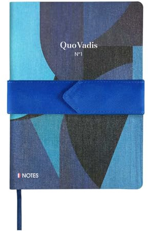 Quo Vadis - Anteckningsbok, franska - ikoniska - flerfärgade - linjerade sidor - 15 x 21 cm - vitt Clairefontaine papper - canvas (vävd effekt) - fransk tillverkning