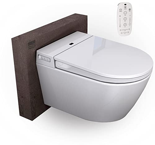 BERNSTEIN Dusch-WC 540 PRO in Weiß mit 5 Jahre Garantieerweiterung, Spülrandloses Hänge-WC mit Bidet Funktion Sitzheizung und Sterilisator – Komplettanlage mit Fernbedienung mit Absenkautomatik