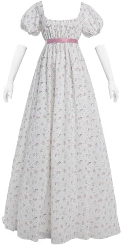 Fiamma Robe Regency pour femme - Taille empire - Motif floral - Longue - Fête - Renaissance