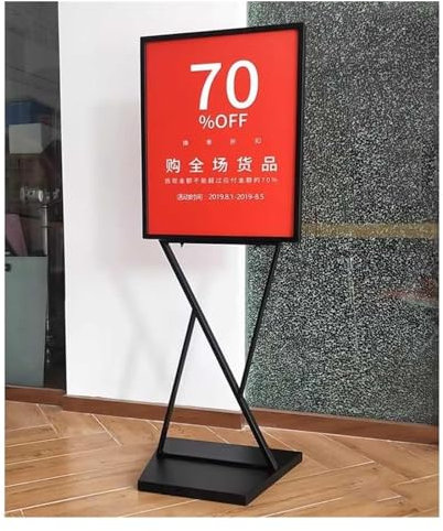 HACSYP Verstellbarer Schilderständer, Plakathalter for Leitschilder, doppelseitiger vertikaler Plakatbodenständer, for die Anzeige von Werbeplakaten im Geschäft(Color:Black,Size:45x60cm)