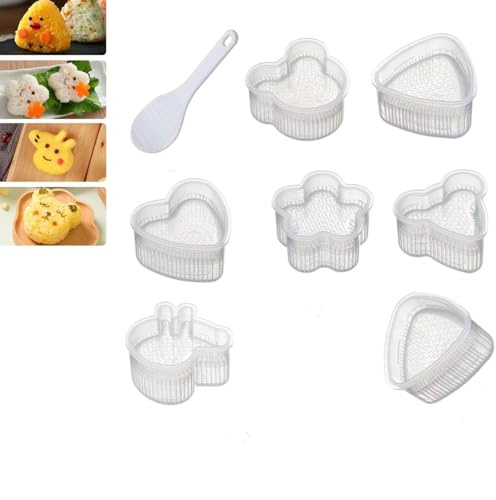 BOBOZHONG Onigiri Formen,8 Stück Onigiri Form,Reisbällchen Former,Einfaches Herstellen von Sushi-PlattenSushi Maker Nigiri Reisbällc Hen Tierförmiges Form Karikaturform Reisformer Bento Zubehör