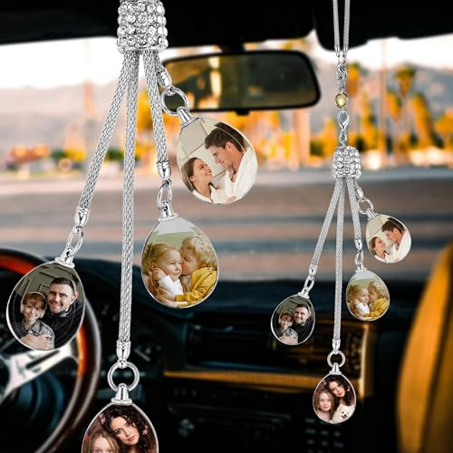 OTXIXTO Personalisierte Bild Auto Zubehör Kristall Auto Anhänger Hängen Auto Rückspiegel Zubehör Hängen Auto Fotorahmen Hängend Autospiegel Dekor Aufhängen Auto Kristall Zubehör - Wassertropfen