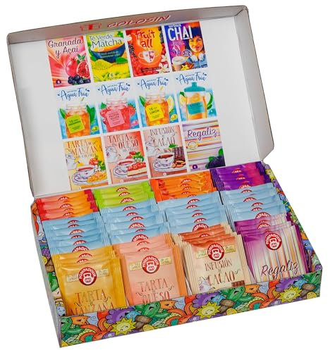 Té Infusiones Regalo Original - Surtido Exclusivo de Golosin en Caja para Regalo - 12 Variedades, Total 72 Bolsas.