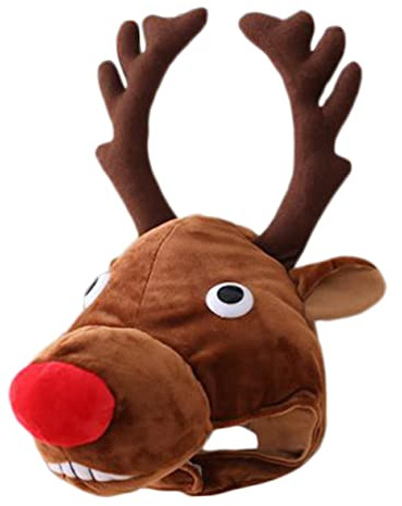 CIYODO 1 Stück Kreative Weihnachts Hut Praktische Kostüm Zubehör Cartoon Kopfbedeckungen Plüsch Pp-baumwolle Winter Warm Elch Design