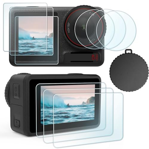 FiTSTILL [10PCS LCD Screen Protector with Silicone Lens Cap Appliable for DJI Osmo Action 5 Pro,Osmo Action 5 Pro Action Camera Accessories,Ultra HD 9H Hardness