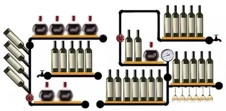 GLigeT Botellero de Vino Enfriador de Vino de Estilo Industrial, Estante for Vino, mayordomo de Agua de Hierro, Estante Decorativo de Pared Creativo Soporte Vino