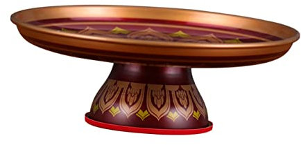 Amosfun Plateau à Fruits en Alliage Motif Lotus, Assiette Décorative Rétro 8 Pouces pour Cérémonies Religieuses, Rangement et Service