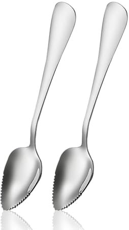 Grapefruit Spoon Serrated Edge Grapefruit Knife Stainless Steel Grapefruit Utensil Tool Dessert Spoons for Citrus Lemon Kiwi Salads Melon Lime Pitaya Apple Fruit Puree (2 PCS)