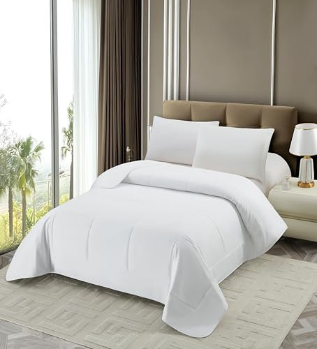 NORA HOME Piumone Matrimoniale Estivo 125 gr/m² Bianco. Piumino Leggero 280x240 Primavera. Antiacaro. Antibatterico. 100% Imbottitura in Fibra Cava 3D - FRESH