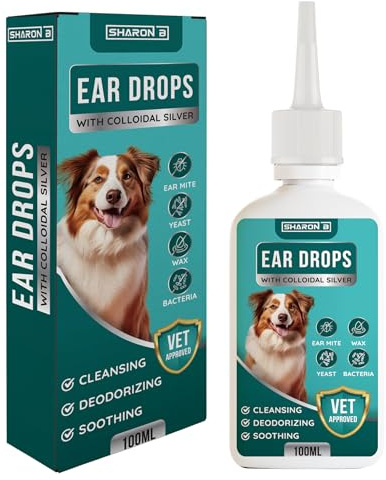 Sharon B Dog Ear Drops with Colloidal Silver, 100 ml, Cleansing and Softening, for Ear Wax and Ear Mites