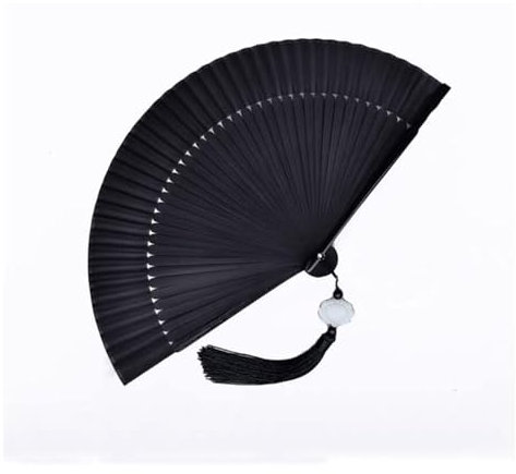 NTIYOU Folding Fan Hand Held Folding Fan Hand Fan Vintage Retro Fabric Fans for Music Festival Performance Gifts Party Decoration Black Hand fans