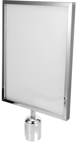 BELLIFFY A3 Sign Holder for Stanchion Retractable Belt Barrier Airport Stanchion Sign Holder for Queue Line Poles Silver Vertical Safety Barrier for Crowd Control