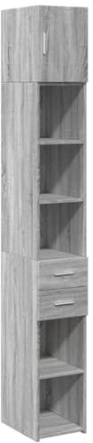 HEFZGDB Hochschrank Schmal Grau Sonoma 30x42,5x225 cm Holzwerkstoff Seidbord Wohnzimmer Barschrank Buffetschrank Küche Vitrinenschrank Küche für Wohnstube Café Küche Dessert Shop