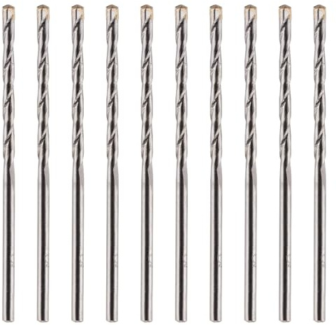 Rennie Tool - 10pcs 3mm x 75mm Long TCT Masonry Drill Bit Set | For Concrete Brick Porcelain Ceramic Tile Plastic Wood Etc. Tungsten Carbide Tipped For Standard Rotary Drills (NOT SDS)