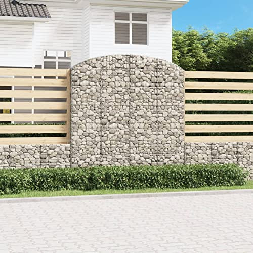 Xichuzi Gabione mit Hochbogen, Gabionenkörbe, Gabionen Hochbeet, Steinkorb, Gabionengitter, Drahtkorb Für Pflanzen, Kräuterspirale Für Garten, 200x30x200/220 cm Verzinktes Eisen