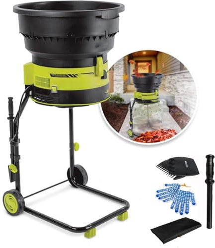PASPRT Trituradora eléctrica de Hojas, trituradora de Compost, astilladora eléctrica de 8000 RPM con Ruedas y Bolsa de Almacenamiento, para Limpieza de Patios, compostaje (40mpowercord)