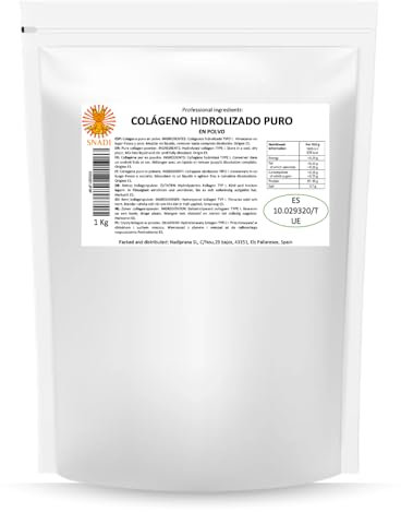 Snadi Polvere di Collagene Puro | Tipo 1 | 1 kg | Senza sapore, 100% Proteine | Peptidi di Collagene Tipo I a Dissoluzione Istantanea, 100 Dosi | Salute di articolazioni, ossa, pelle, capelli e unghie