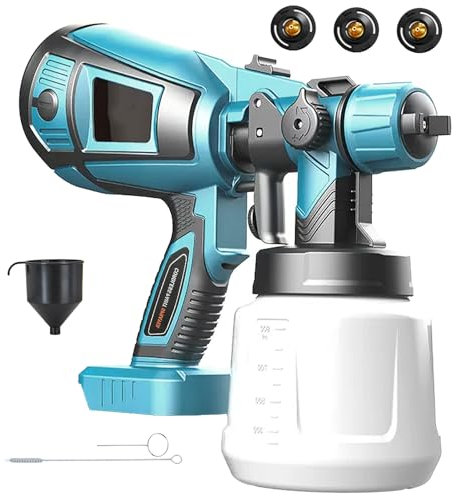 Cordless Paint Sprayer Compatible with Makita 18V Battery,with 3 Nozzles & 3 Spray Patterns,1000ml Fence Paint Sprayer for Fence, Walls, Ceilings, Home Painting (No Battery)
