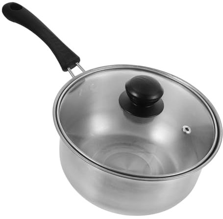 Holibanna Pentola Piccola Con Manico Singolo Casseruola Per Zuppa in Acciaio Inox Pentola Per Latte Con Coperchio Per Cucina Casalinga