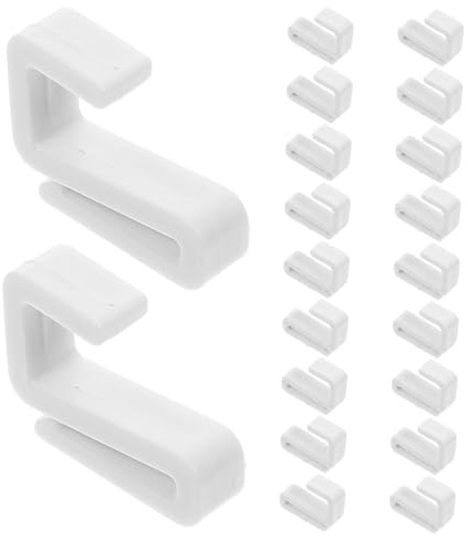 Amosfun Ganchos de Plástico en Forma de S Ahorro de Espacio Haken 20 Piezas, para Tubos Redondos y Cuadrados, Ideales para Oficina y Baño