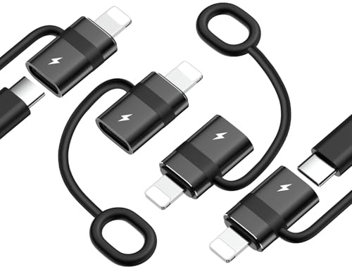 MoKo USB C auf Lightning Adapter mit 36W PD Schnellladung, USB-C Buchse auf Lightning Stecker Adapter für iPhone 14/13/12/11/iPad/iPod/AirPods, mit Anti-Lost Loop, Nicht für Audio/OTG, Schwarz, 4Stück