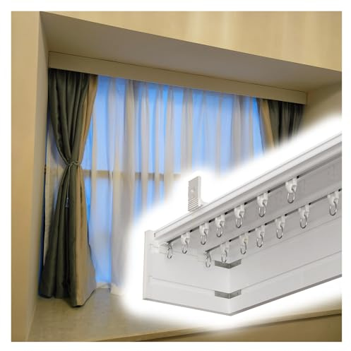 10ft Double Track Window Cornice Box & Curtain Rod Cover for Living Room, Hotel - Wall/Ceiling Mount Acoustic Panel, Elegant Curtain Solution