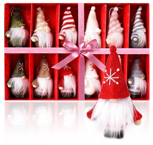 12 Stück Weihnachtsdeko Wichtel, Strick Plüsch Weihnachtswichtel Figuren, Wichtel Weihnachten, Weihnachtswichtel Deko, Wichtel Klein Weihnachtsdeko Set,für Christbaumschmuck Weihnachtsdeko Innen