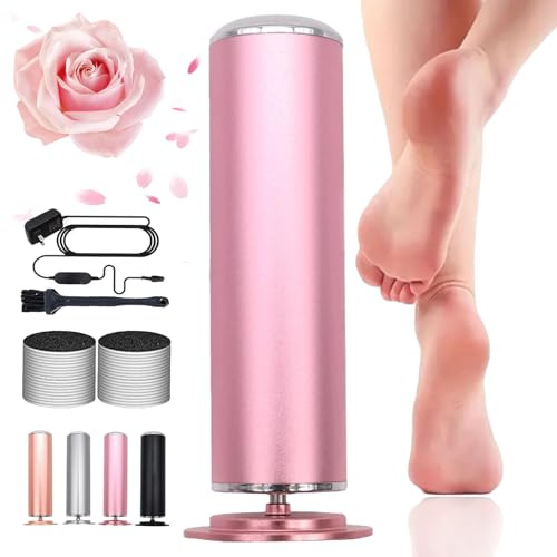 Blovanda Glow – Soin des Pieds, Ponceuse Electrique Pied avec 60 Disques De Rechange, Rapeuse Pieds Électrique, Élimination Indolore des Callosités, pour Femmes Hommes (Rose)