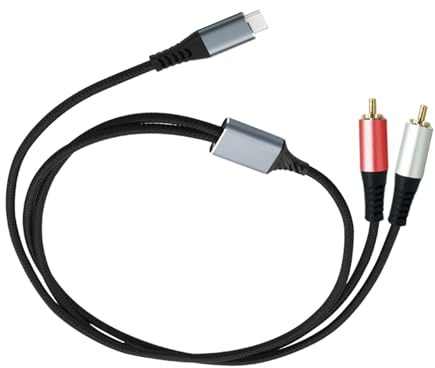 Hkfgdjdl Cavo audio, da USB tipo C a 2 RCA stereo, cavo splitter a Y, in lega di alluminio, intrecciato per smartphone e altoparlanti