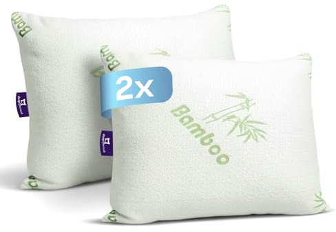 Slaapspeciaal Kopfkissen 70x50cm - Kissen aus Bambus [2er Set] | Ergonomisches Schlafkissen mittlere Festigkeit [Ultraschall-Hohlfaserfüllung] - Atmungsaktiv und antiallergisch