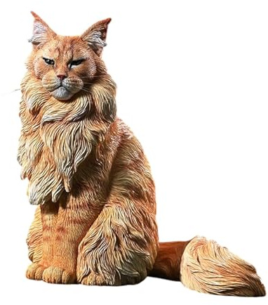 Stgfyxgs Figurine de Chat Maine Coon, Sculpture de Chaton Fantaisie, Statue D'animal En Résine pour Jardin, Salle à Manger, Pelouse, Bibliothèque, Cheminée, Style A