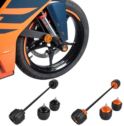 SHINKXMT Motorrad-Rahmenschleifer Sturzschutz Radnaben-Antikollisionsersatz für K&T&M RC390 RC 390 RC-390 Zubehör 2022-2025 Vorder- und Hinterradgabelachsenschleifer Radschutz (Schwarz)