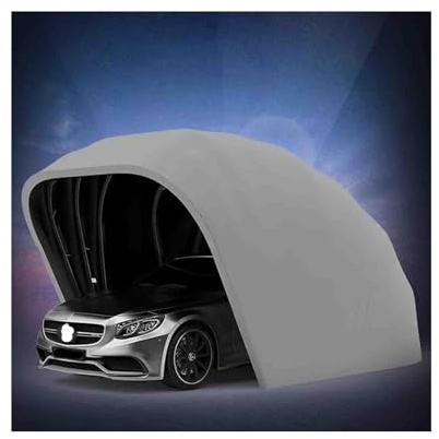 Garaje resistente a la intemperie, plegable móvil semiautomático, resistente a la exposición del coche, refugio duradero con cierre, 5,5 m (plateado)