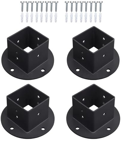 Lot de 4 supports de poteau de clôture en métal solide pour balustrade solide et stable, installation intérieure et extérieure
