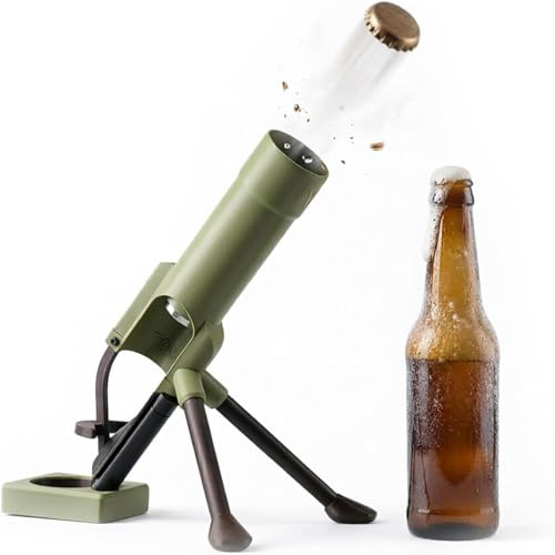 Bierflaschenöffner im Mörser-Design, 51-mm-Bierflaschenöffner im Mörser-Design, robuster taktischer Kronkorkenwerfer, freihändiger Drucköffner, exklusiv für Herren (Military Green)