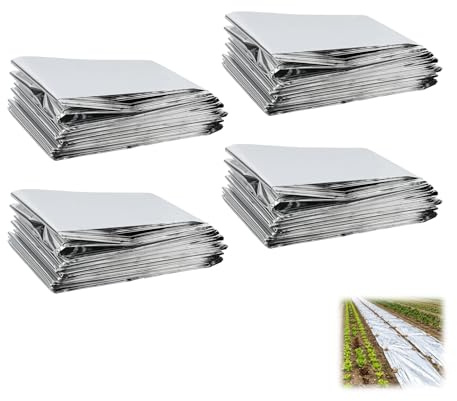 4 pellicole riflettenti Grow, 210 x 160 cm, pellicola riflettente per piante, resistente al calore, pellicola argentata per giardini, serre, capanni di piante, migliora la distribuzione della luce e