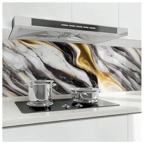 Oljebeständigt vattentätt kontaktpapper 8M aluminiumfolie Marmor dekorklistermärken for köksskåp Renovering av bänkskiva(Hei Bo,500 x 60 cm)