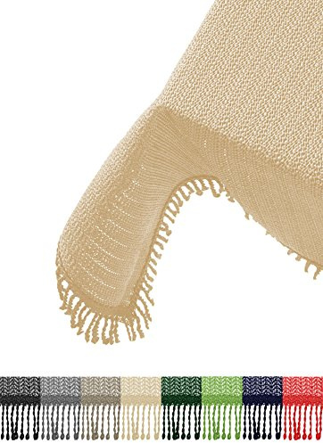 Brandsseller Gartentischdecke 110x140 cm Tischdecke mit Fransen Outdoor Tischtuch rechteckig Weichschaum für Garten, Terrasse, Balkon wetterfest rutschfest - Creme