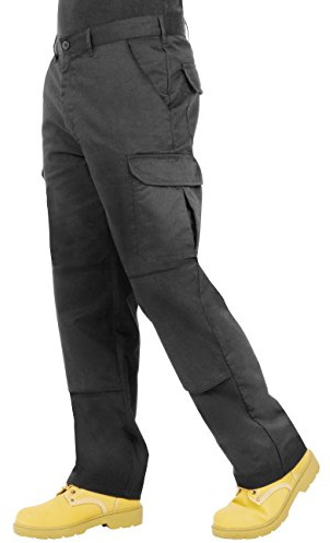 Herren-Arbeitshose mit Kniepolstertaschen und verstärkten Nähten - erhältlich in Schwarz, Marineblau, Grau/Schwarz, Schwarz/Grau