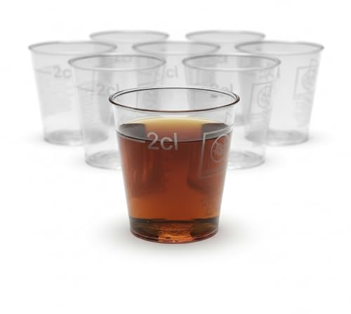 CWPACK 1000 Schnapsglässer, 2cl, Eichstrich, PS Plastik transparent, Einweg Schnapsstamperl, Schnapsglas, Shotsbecher, Stamperlbecher