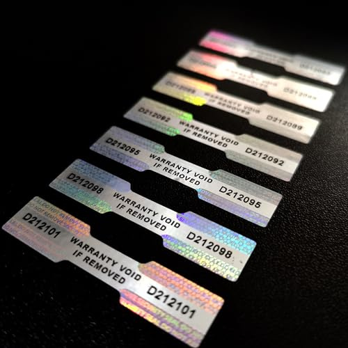 Tamper Proof Stickers (Choose Pack Size 39 to 3120) Dogbone Shape Warranty Void Serial Numbered Hologram Seals 45mm x 10mm (390)