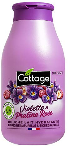 Cottage Gel Douche Lait Hydratant 97% d'Ingrédients d'Origine Naturelle, 250ml -Fabriqué en France-Violette & Praline Rose