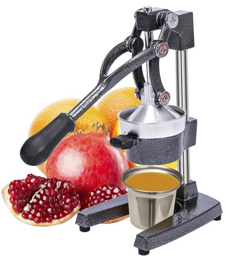 Gowintech Prensa manual de hierro fundido de alta resistencia para uso comercial, naranja, cítricos, limón, lima, pomelo, granada, zumo de frutas, color gris