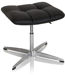 hjh OFFICE 671007 Retro Hocker SARANTO PU Schwarz Home-Office Sitzhocker Polsterhocker, höhenverstellbar